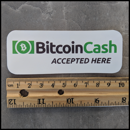 Bitcoin Cash Accepted Here (Small Rectangular Sticker)